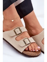 Dámské Zamszové Klapky S Přezkami Big Star RR274A391 Béžové