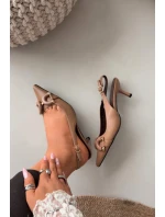 Dámské sandály na podpatku s ozdobným detailem hnědé Brienne