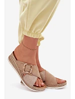 Dámské sandály na platformě s ozdobnou přezkou Inblu RV000012 hnědé