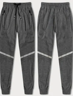 Šedé pánské teplákové kalhoty s reflexními prvky (8K189-5)