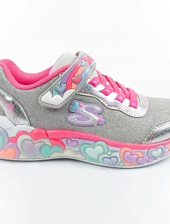 Skechers S Lights LED dětská sportovní obuv pro dívky na suchý zip šedá
