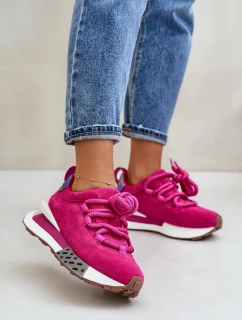 Dámské Zamszové Tenisky Na Platformě S Tlustým Šněrováním Fuchsie Artiker 55C0086