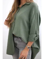 Bavlněná mušelínová košile khaki