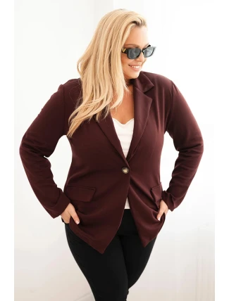 Dámská viskózová bunda Plus Size s dlouhým rukávem a límcem bordová Dámská viskózová bunda Plus Size s dlouhým rukávem a límcem bordová