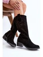 Zazoo 4043 Semišové Černé Boty S Nízkým Podpatkem Prodyšné