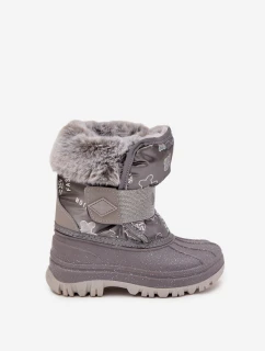 Dětské zimní boty s kožešinou na suchý zip Lee Cooper LCJ-25-10-3788 šedé
