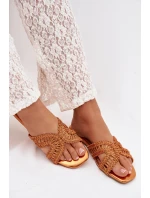 Dámské ploché oranžové pantofle Fariella