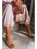 Dámské sandály na podpatku se zdobenými pásky Šampaňské Gedira