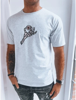 Světle šedé pánské tričko s potiskem FashionStreet RX5282