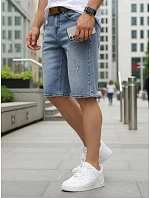 Pánské džínové šortky s páskem modré FashionStreet SX2577