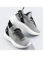 Stříbrné dámské nazouvací tenisky sneakers (LL66-3SP)