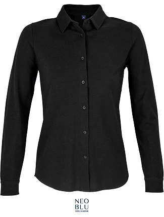 NEOBLU Basile Women Piqué halenka s dlouhým rukávem 24.3791 deep black NEOBLU Basile Women Piqué halenka s dlouhým rukávem 24.3791 deep black
