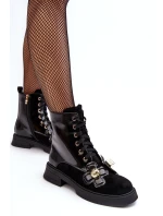 Dámské módní boty se zipem a ozdobami D&A MR870-76 černé Dámské módní boty se zipem a ozdobami D&A MR870-76 černé