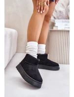 Nízké dámské sněhule na platformě zateplené kožíškem černé Saldren Nízké dámské sněhule na platformě zateplené kožíškem černé Saldren