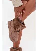 Dámské Sněhule Na Platformě S Kožíškem A Šněrováním Big Star SS274114 Béžové Dámské Sněhule Na Platformě S Kožíškem A Šněrováním Big Star SS274114 Béžové