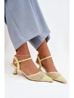 Dámské sandály na podpatku s síťkou Žluté Brilora
