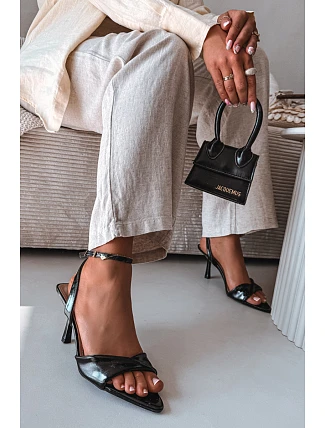 Dámské sandály na podpatku z eko kůže Černé Sedira