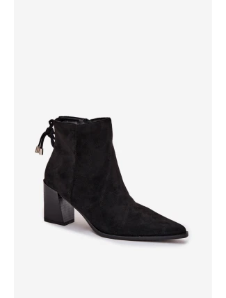 Dámské botky na podpatku s vázáním Halisse – černé