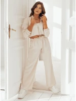 Dámské široké kalhoty MADDIE light beige FashionStreet UY1832