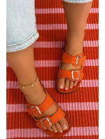 Dámské pantofle oranžové s přezkami Oliena