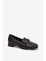 Kožené dámské polobotky na klínu s ozdobou Vinceza 39978 Černé