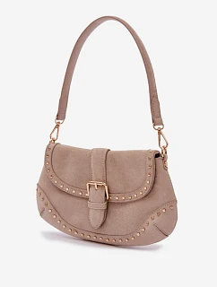 Eko semišová kabelka s přezkami světle béžová Clarielle