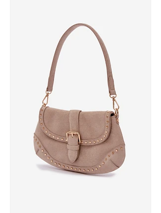 Eko semišová kabelka s přezkami světle béžová Clarielle