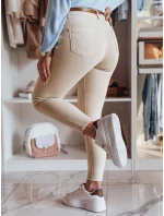 Dámské džínové kalhoty s páskem CLARET ve světle béžové barvě FashionStreet UY2440