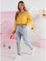 Dámský oversize žebrovaný svetr SWEETDREAM žlutý FashionStreet MY2462 Dámský oversize žebrovaný svetr SWEETDREAM žlutý FashionStreet MY2462