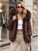 Dámská zimní bunda s kožešinou a kapucí, hnědá, FashionStreet TY5890 Dámská zimní bunda s kožešinou a kapucí, hnědá, FashionStreet TY5890