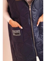 Dámská prošívaná vesta Plus Size s kapucí na zip modrá