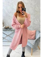 Svetr dlouhý kardigan pudrově růžový