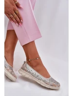 Kožené Prodyšné Lehké Baletky Zlaté Leaneila