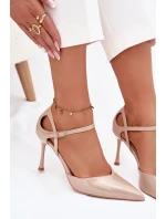 Lakované podpatky s páskem béžové Tarilin