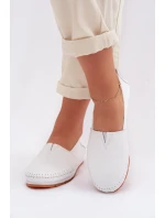Kožené dámské polobotky LR61-7051 Bílé