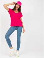 Základní fuchsiové bavlněné tričko pro ženy