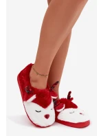 Dámské vánoční pantofle s motivem soba, huňaté – červené Orsella