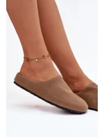 Dámské domácí pantofle z eko semiše – khaki Kalvess