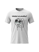 Dámské bavlněné tričko s potiskem - UKÁŽEŠ MI PINDÍKA? - bílé