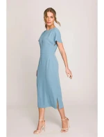 Tužkové šaty s rozparkem na boku S398 nebesky modré - Stylove Tužkové šaty s rozparkem na boku S398 nebesky modré - Stylove