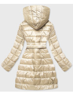 Lehká dámská zimní bunda v ecru barvě se zateplenou kapucí (OMDL-019)
