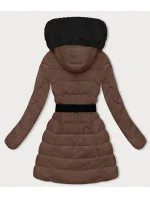 Hnědá péřová dámská zimní bunda (2M-007)