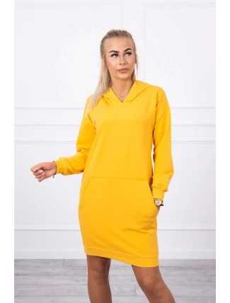 Šaty s kapucí hořčicové