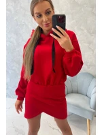 Zateplené šaty s obálkovým dnem červené