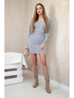 Dámské šaty s 3/4 rukávy a krajkou na zádech šedý Dámské šaty s 3/4 rukávy a krajkou na zádech šedý