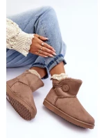 Ocieplane Dámské Sněžáky s Ozdobou Tmavě Bežové Siriol