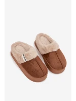 Dámské pantofle s kožíškem Hnědé Parisse