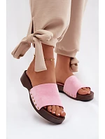 Ženské pantofle s zlatými sponami Růžové Ferinna