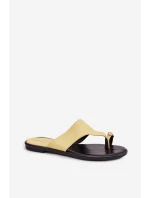 Dámské ploché eko kožené nazouváky se zlatým detailem Žluté Lavessa