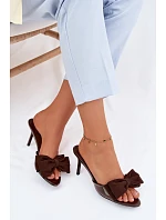 Dámské lodičky na podpatku s mašlí Čokoládové Jelessa